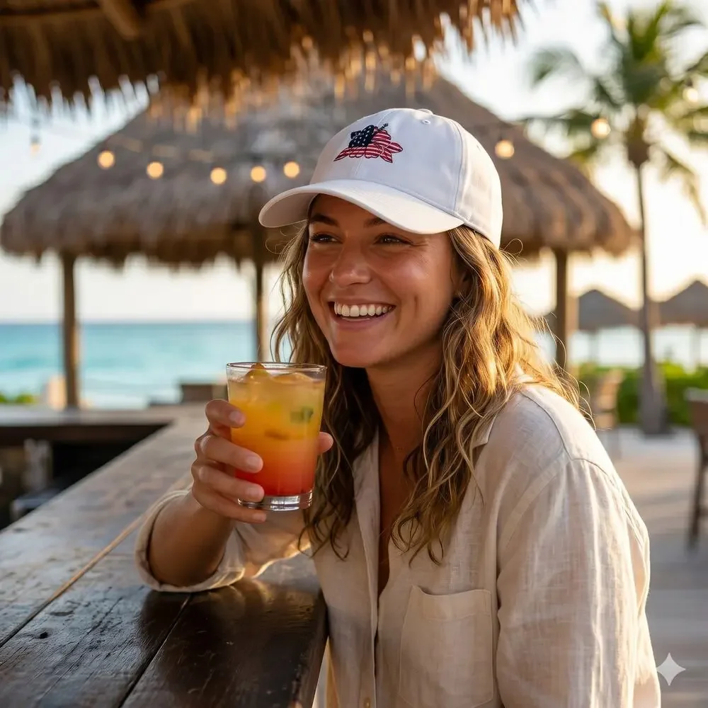 Tommy‎ Bahama Unisex OS Coastal Tropical Resortwear Flag Hibiscus Baseball Cap